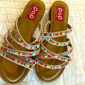 POP Fit Gold and Blue Sandals Elegant Design